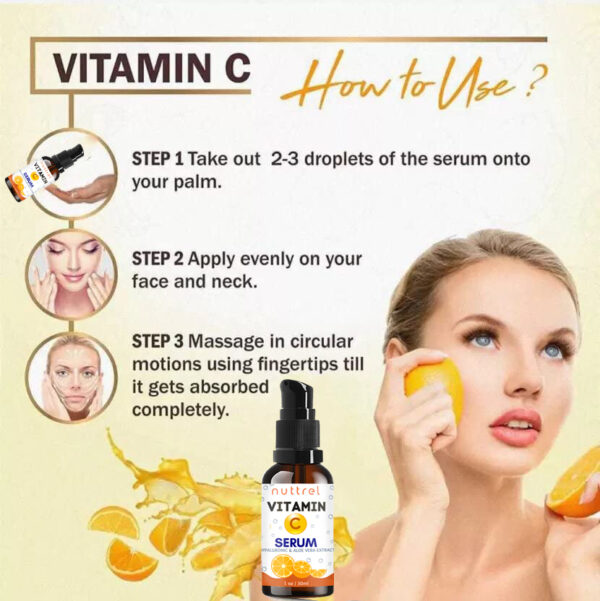 Nuttrel Vitamin C Serum 30ml / 1 floz With Hyaluronic Acid & Aloe Vera 1