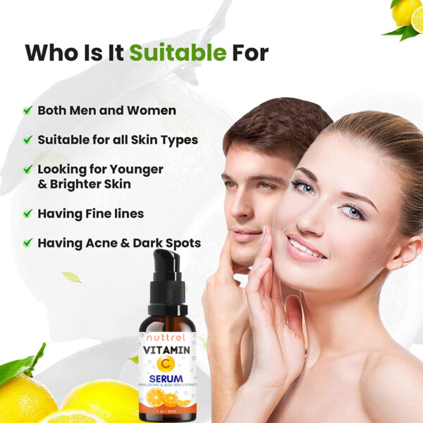 Nuttrel Vitamin C Serum 30ml / 1 floz With Hyaluronic Acid & Aloe Vera 3